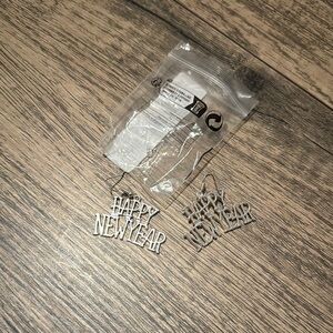 Silver Color 'Happy New Year' Earrings